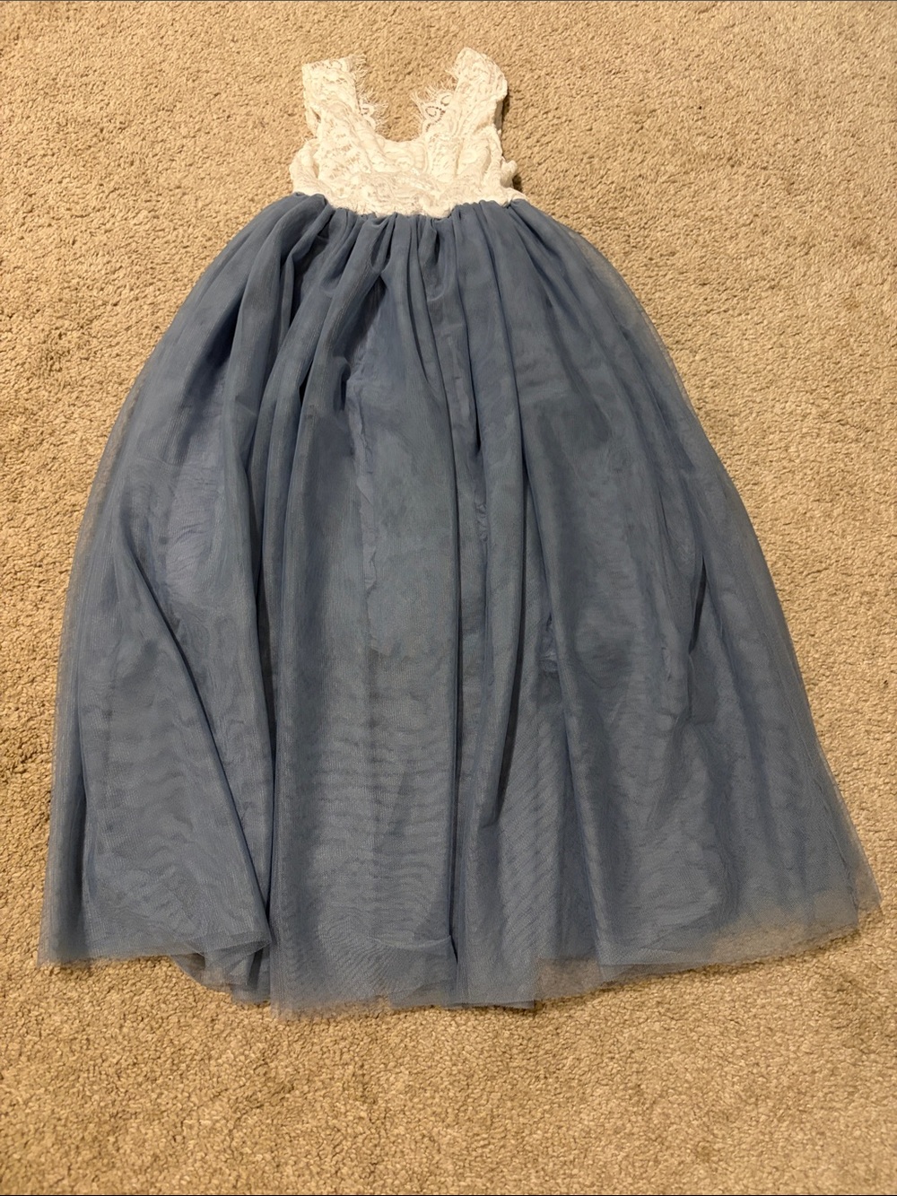 Lace-Top Tulle Dress - Blue